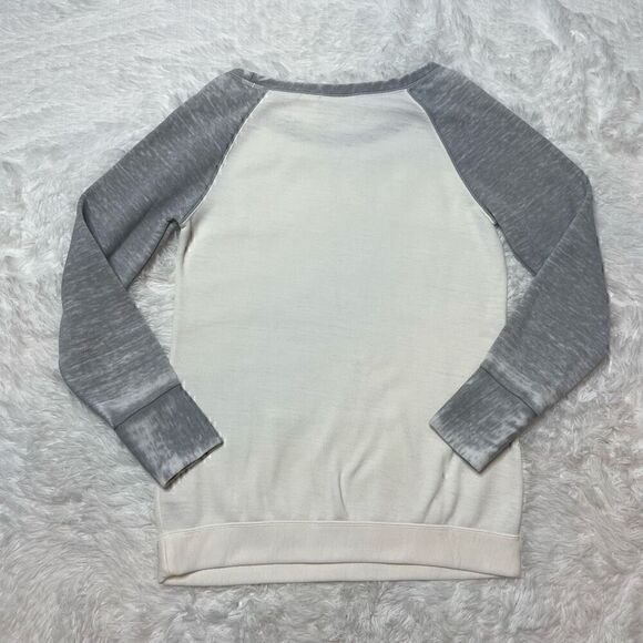 REEBOK White Grey Scoop Neck Cotton Hoodie Sweatshirt Size Medium - Picture 9 of 9